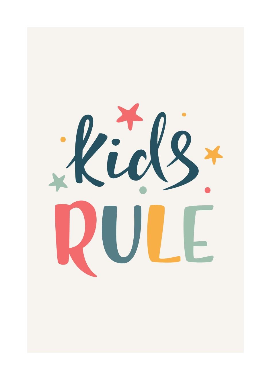 Poster Kids Rule fürs Kinderzimmer