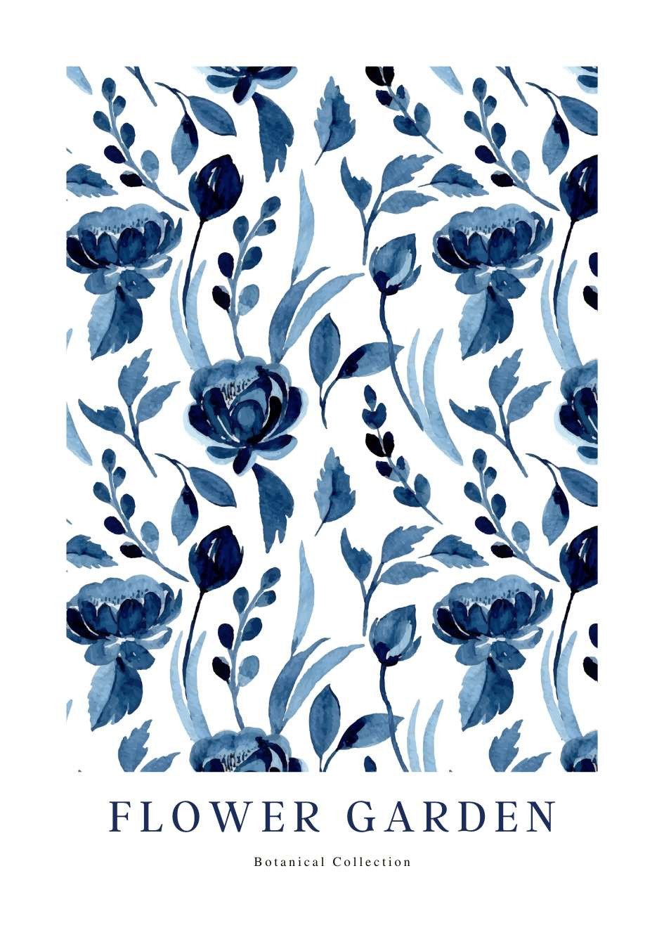 Poster Set Blue Flowers