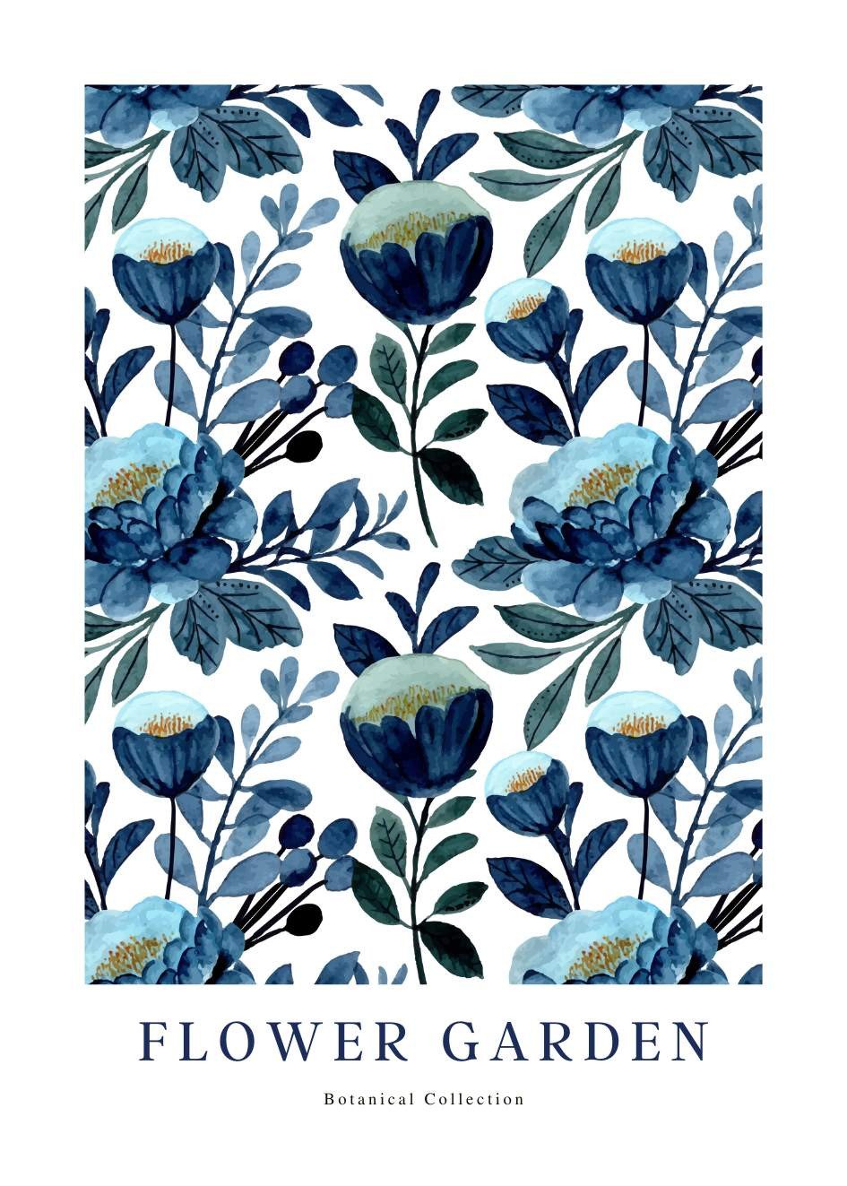 Poster Set of 3 - Blue Flowers