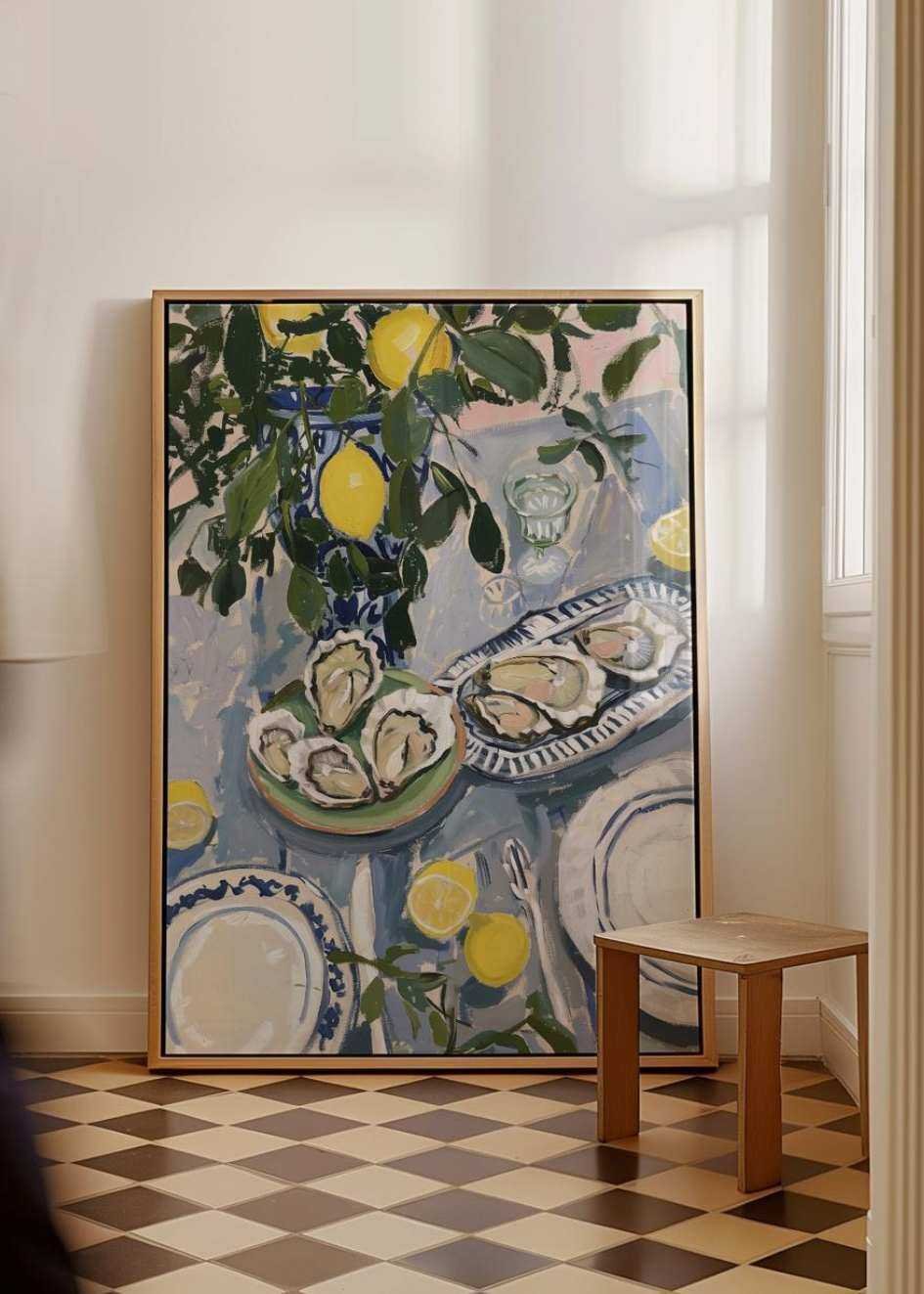 Framed Canvas Oysters & Lemons