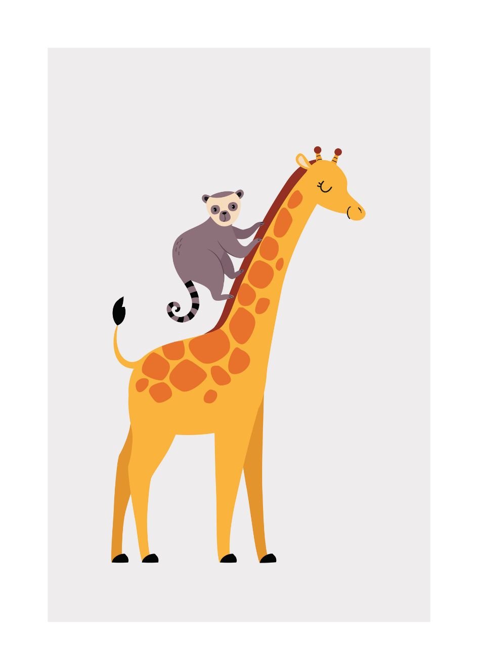 Poster Giraffe und Affe  für Kinderzimmer