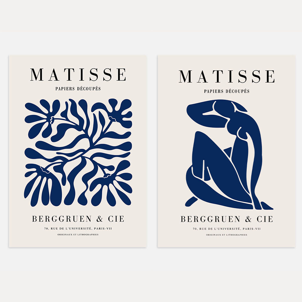 Matisse Blue Abstract Cut-Outs Poster Set of 2