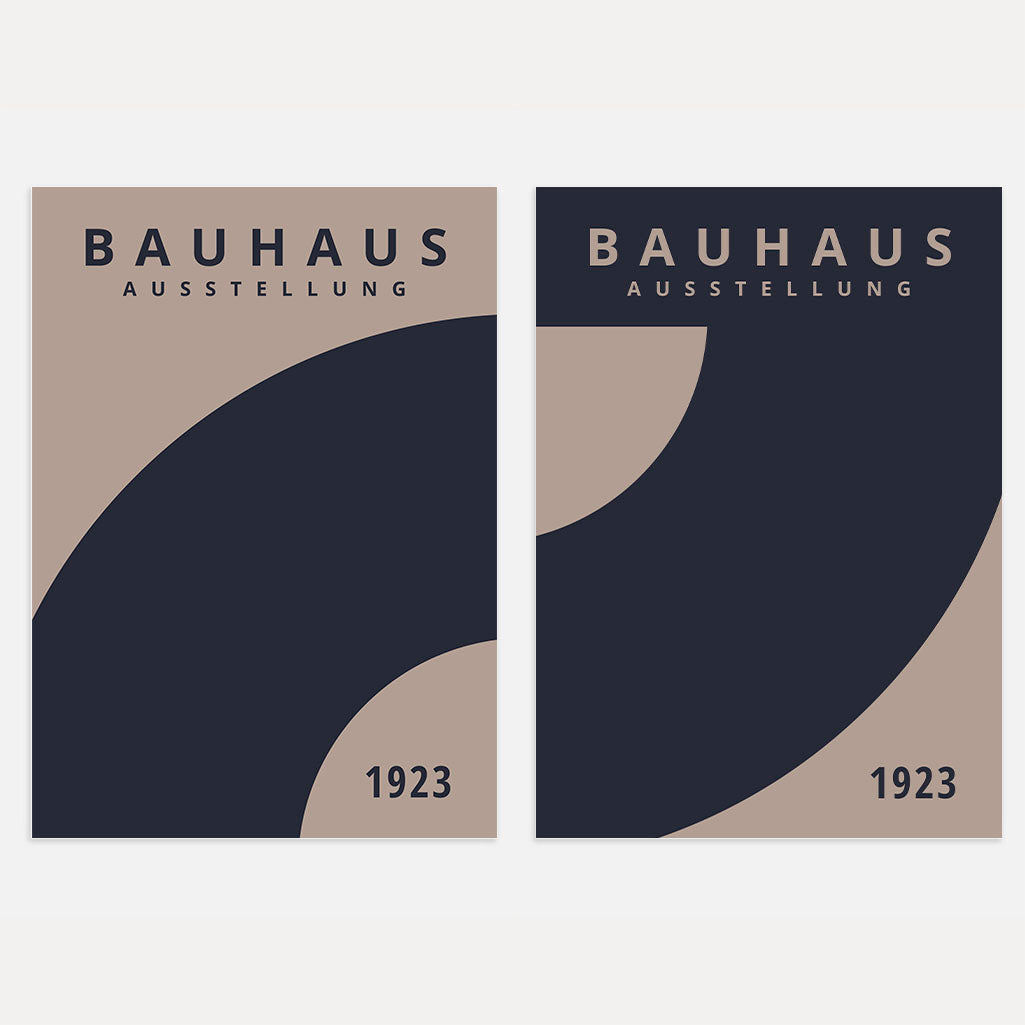 Bauhaus Navy Abstraction Set of 2 Posters