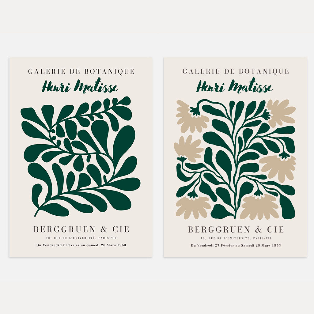 Matisse Abstract Green Leaves – Set of 2 Posters