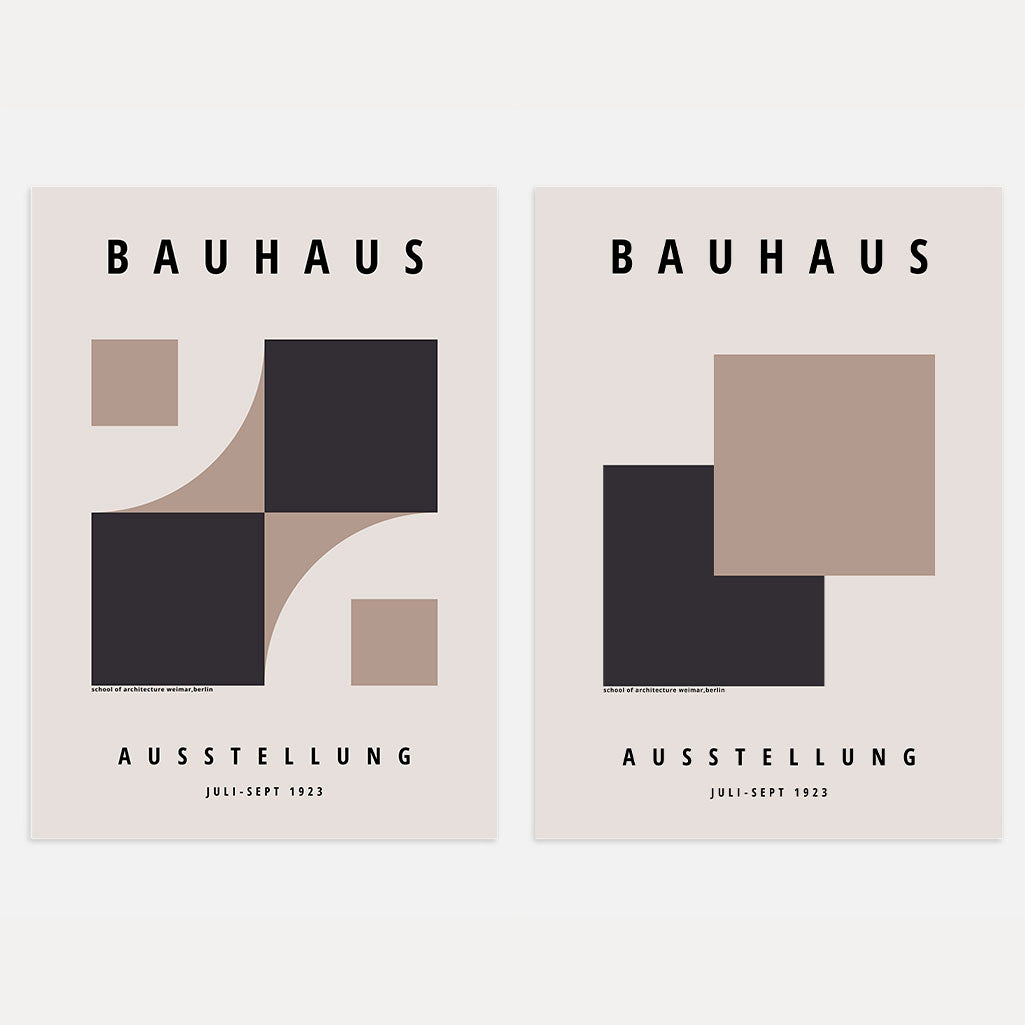 Bauhaus Taupe & Graphite Poster Set of 2