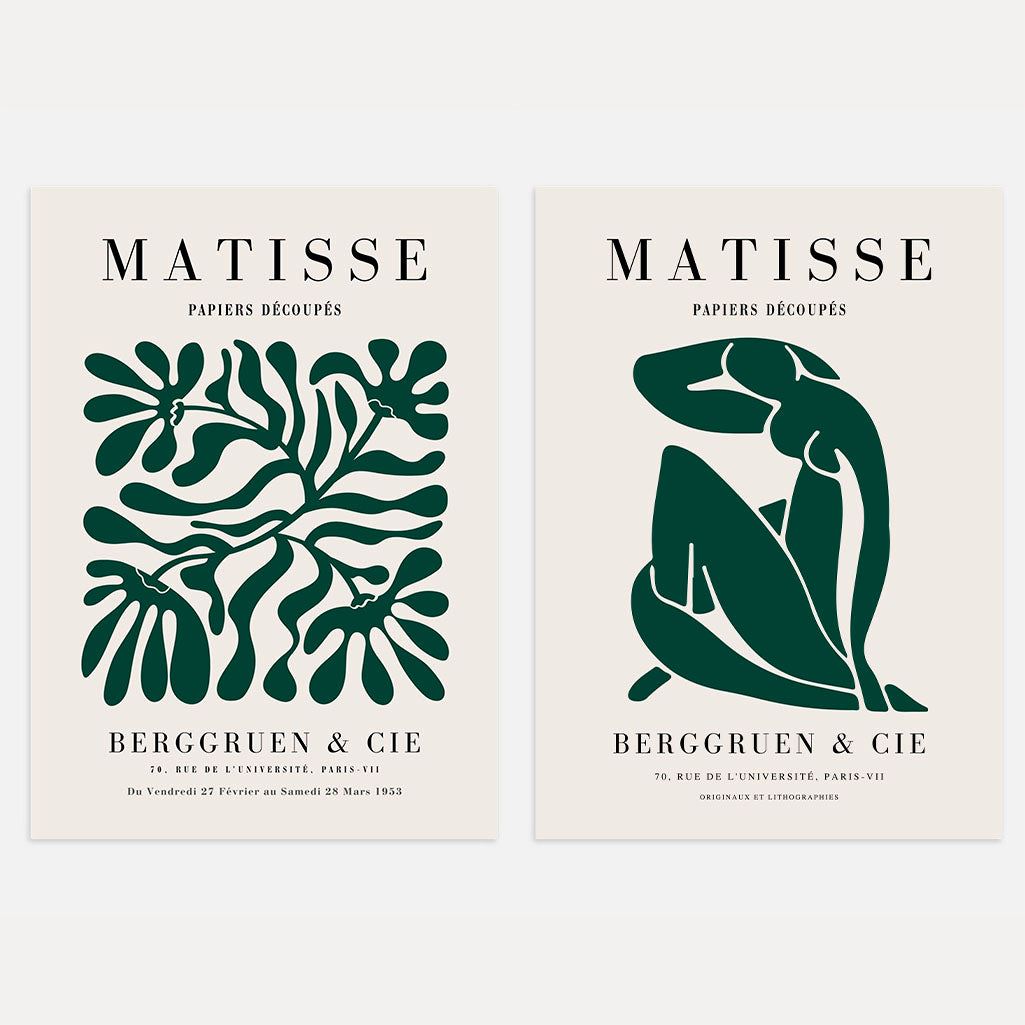 Matisse Green Cut-Out Abstract – Set of 2 Posters
