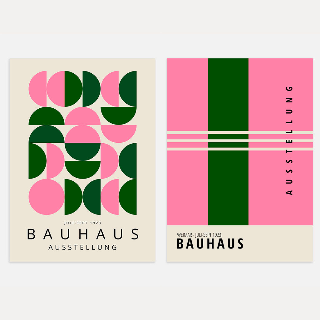 Bauhaus Pink and Green Poster Set of 2