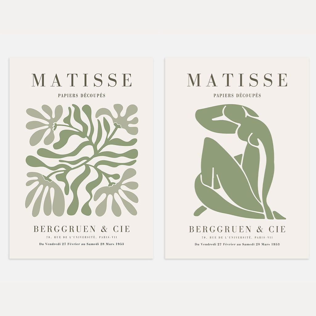 Matisse Green Abstract Cut-Outs Poster Set of 2