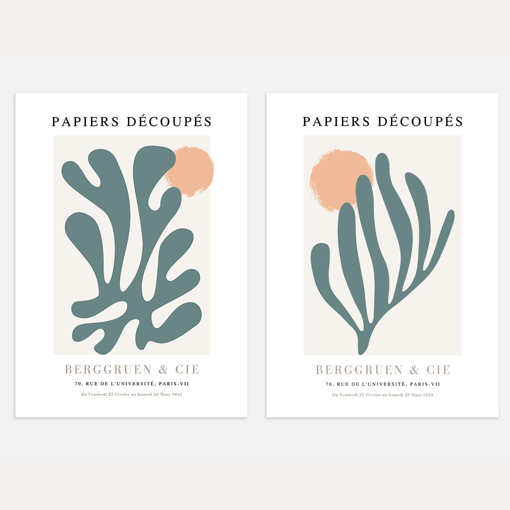 Henri Matisse Green Organic Shapes Poster Set of 2