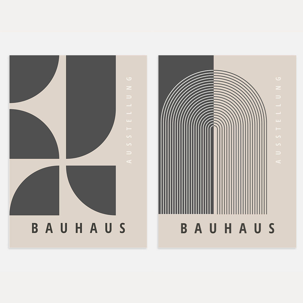 Bauhaus Graphite Geometry Set of 2 Posters