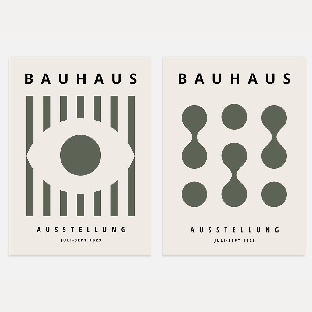 Bauhaus Olive Green Poster Set of 2