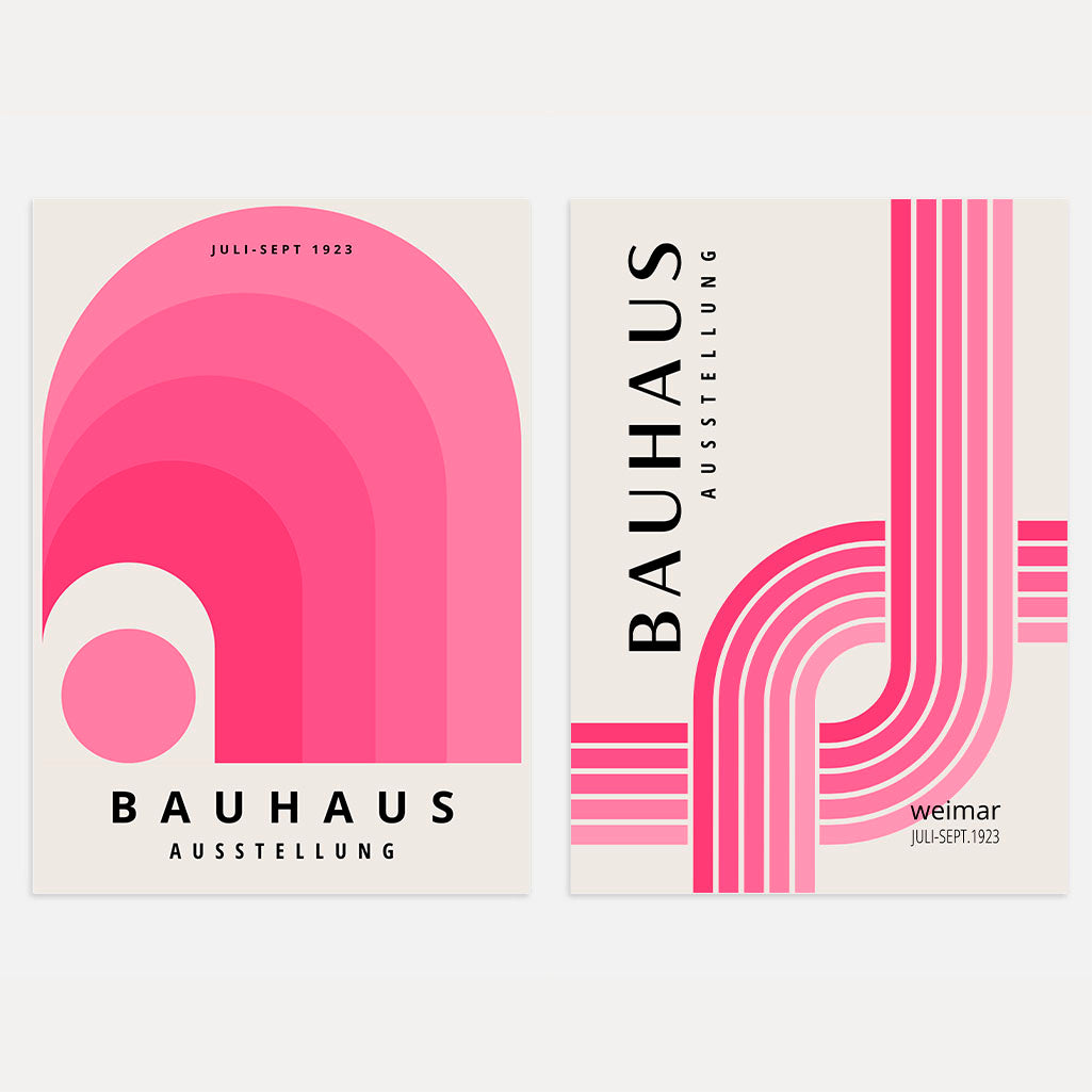 Bauhaus Pink Abstraction Poster Set of 2