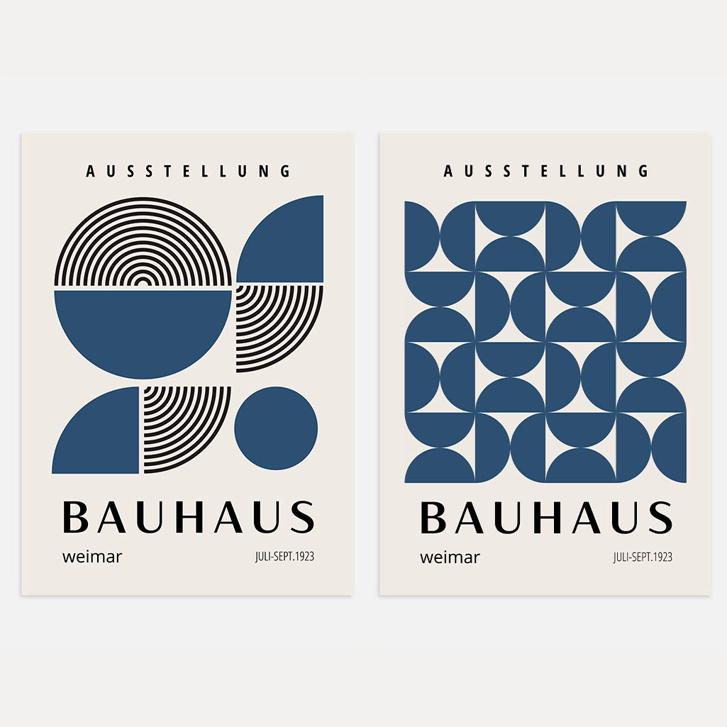 Bauhaus Navy Forms Poster Set of 2