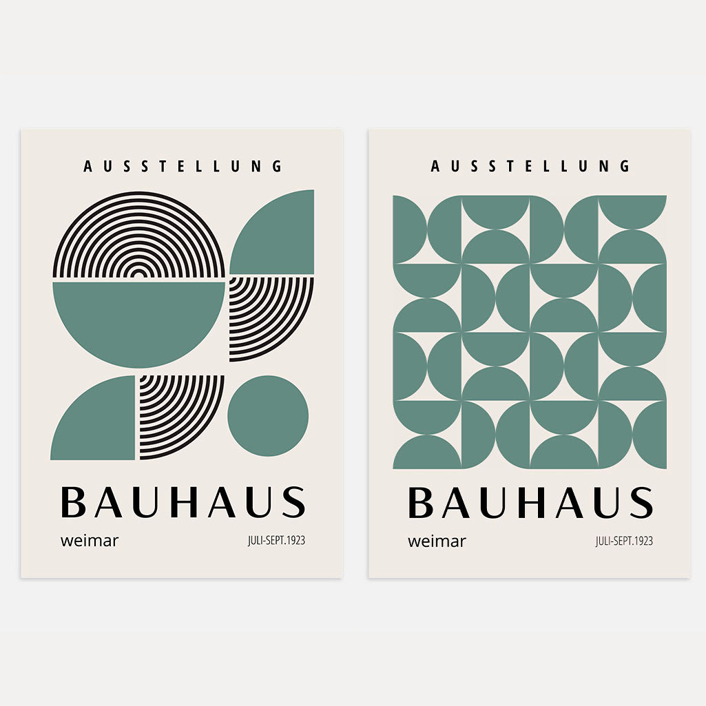 Bauhaus Mint Geometry Poster Set of 2