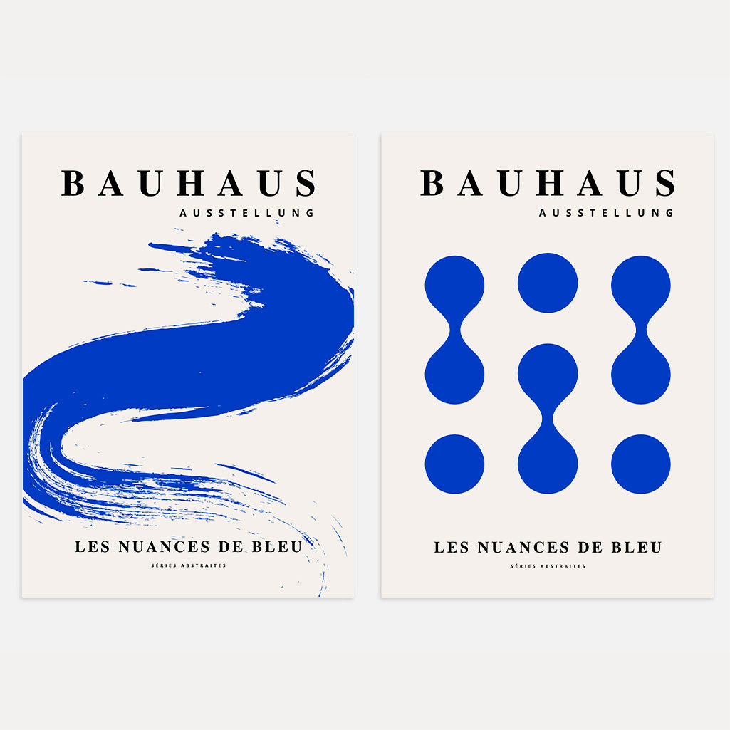 Blue Bauhaus Poster Set of 2
