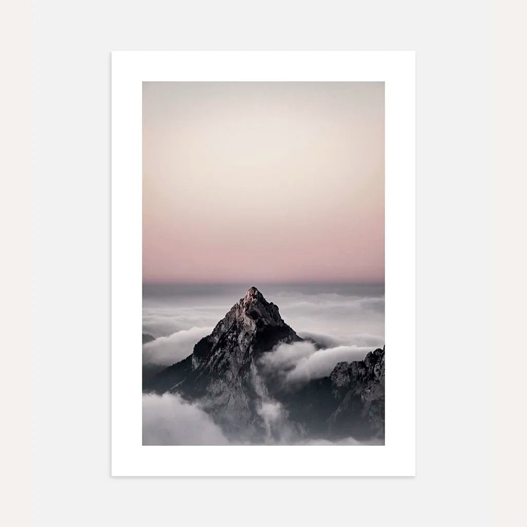 Mountain Peak in the Clouds Poster