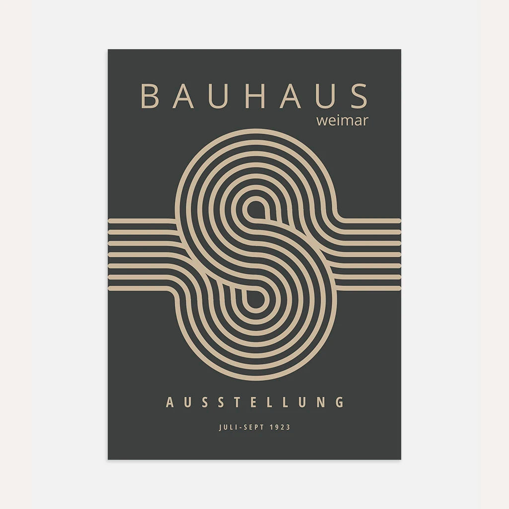 Bauhaus Harmony Line Poster in Beige on Dark