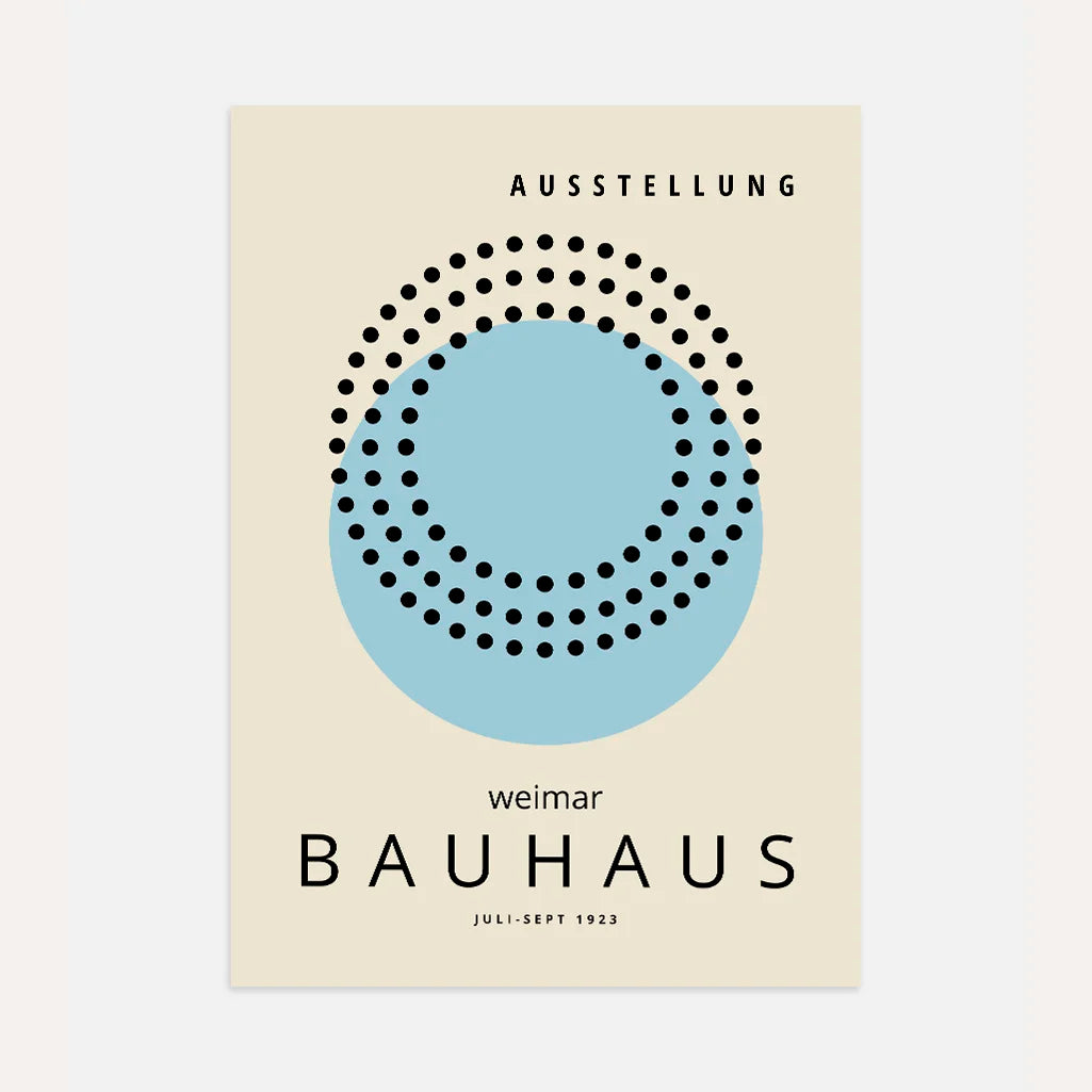 Bauhaus Blue Circle & Dots Poster