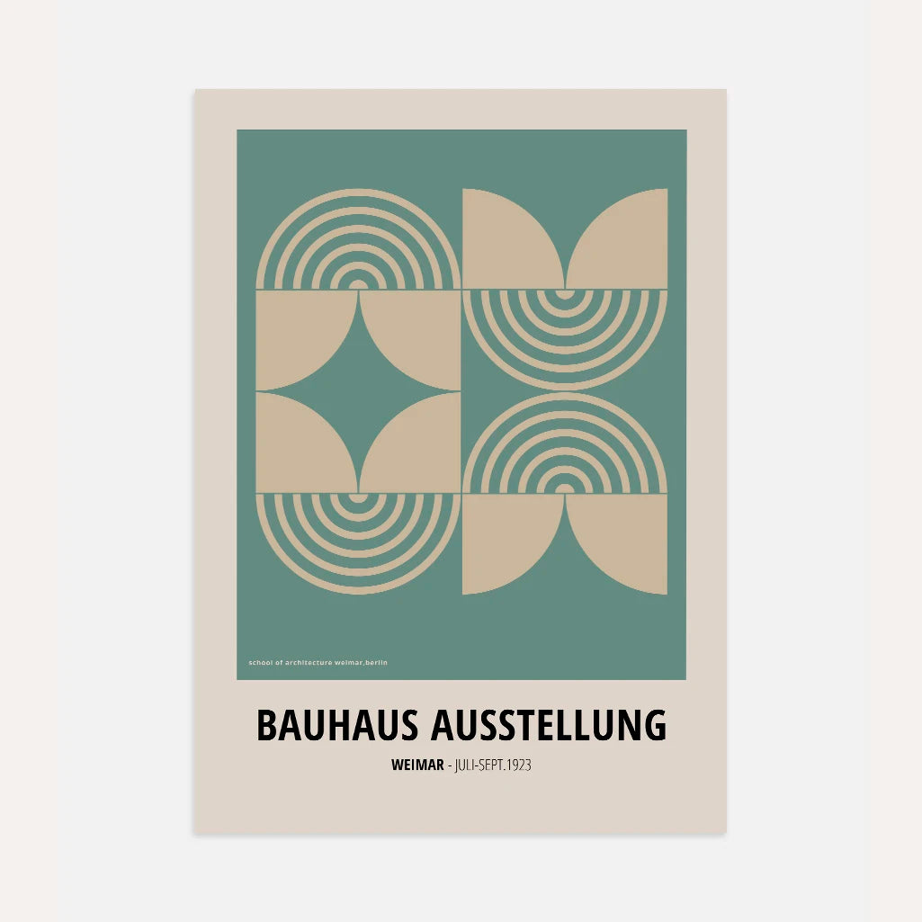 Bauhaus Green-Beige Symmetry Poster