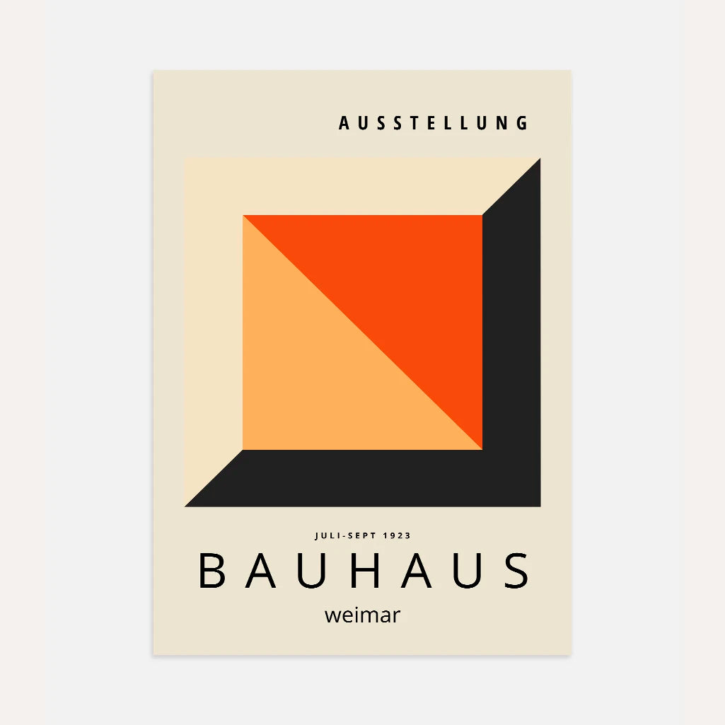 Bauhaus Red-Orange Cube Poster