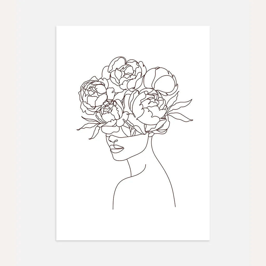 Floral Thought Female Line Art Poster