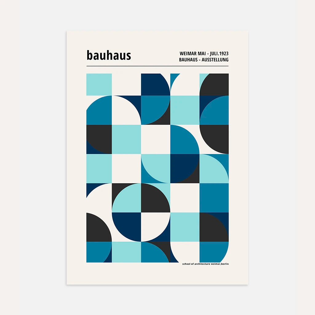 Bauhaus Blue Symmetry Poster
