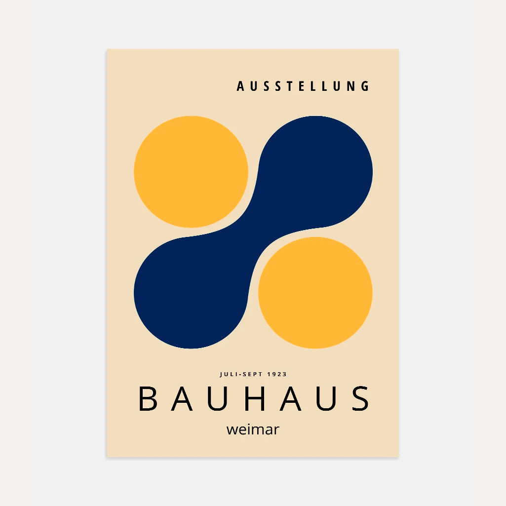Bauhaus Yellow Circles & Navy Form Poster