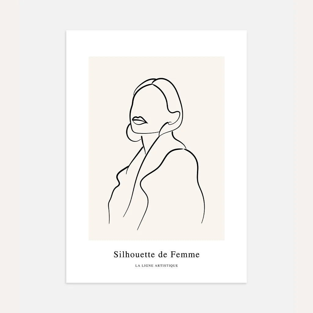 Line Art Elegant Woman in Coat Poster