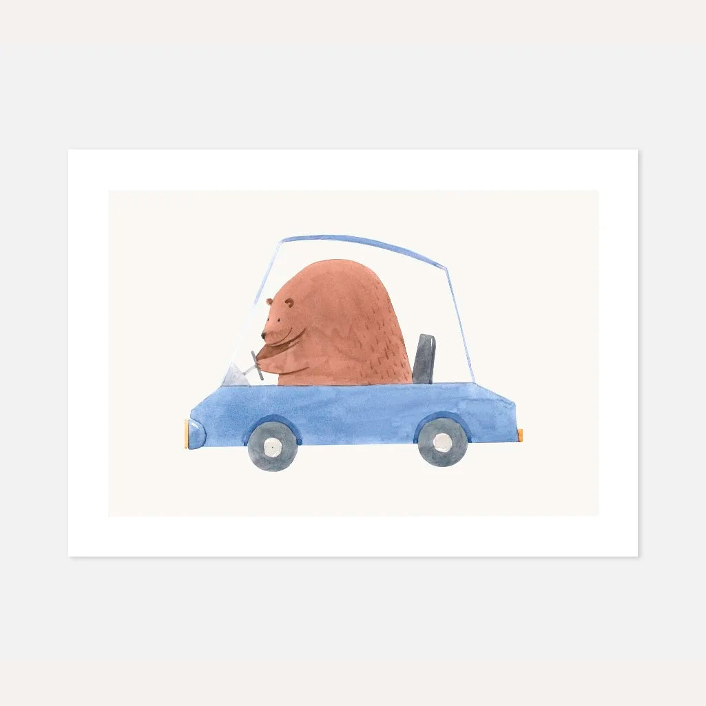 Bear Driving a Car Poster