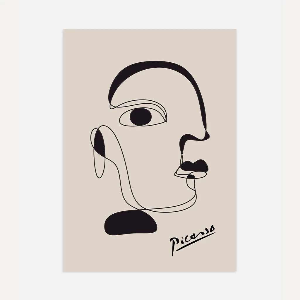 Picasso-Inspired One Line Portrait Poster