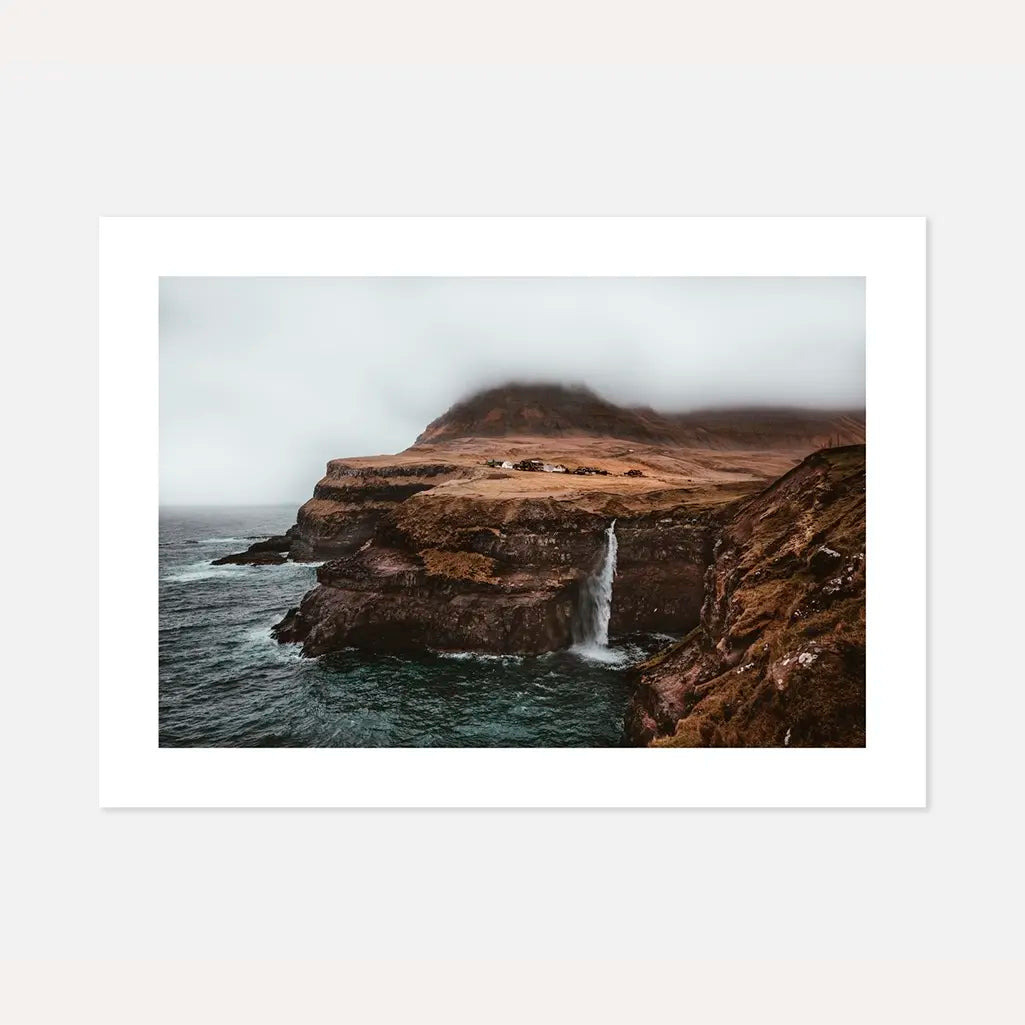 Coastal Cliff Waterfall Poster