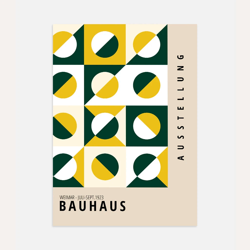Bauhaus Green & Gold Geometry Poster