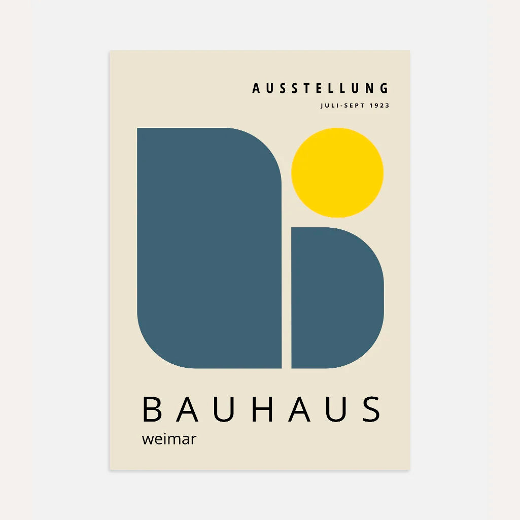 Bauhaus Blue & Yellow Geometry Poster