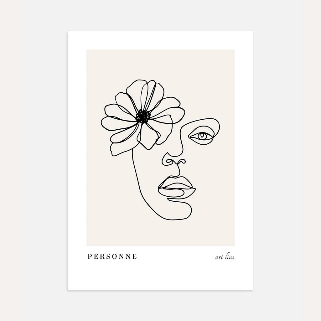 Line Art Flower Face Poster