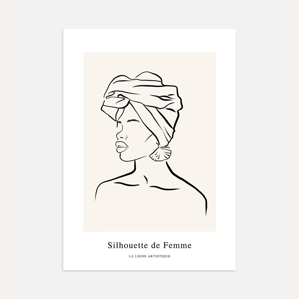 Line Art Woman in Turban Poster