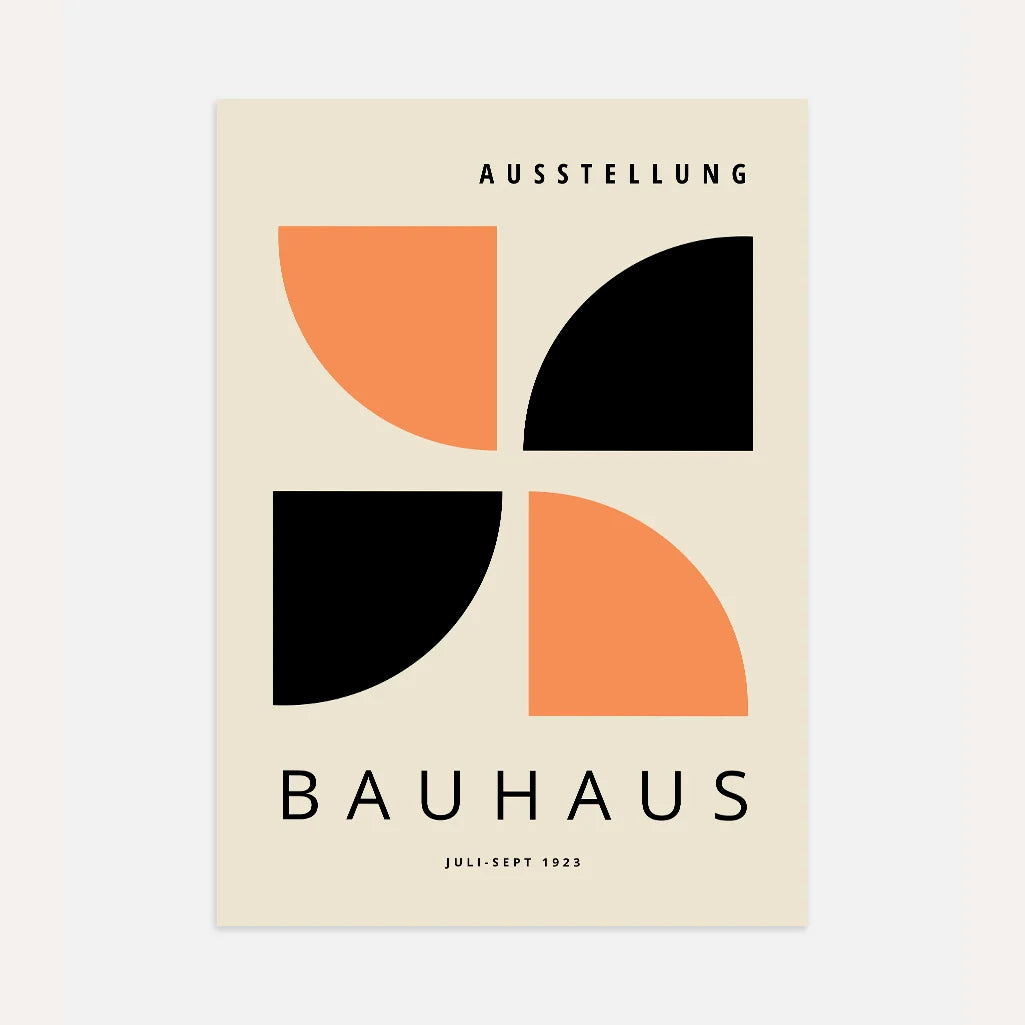 Bauhaus Orange & Black Symmetry Poster