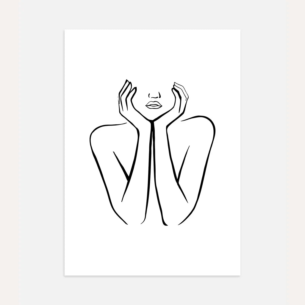 Thoughts in Silence Female Line Art Poster