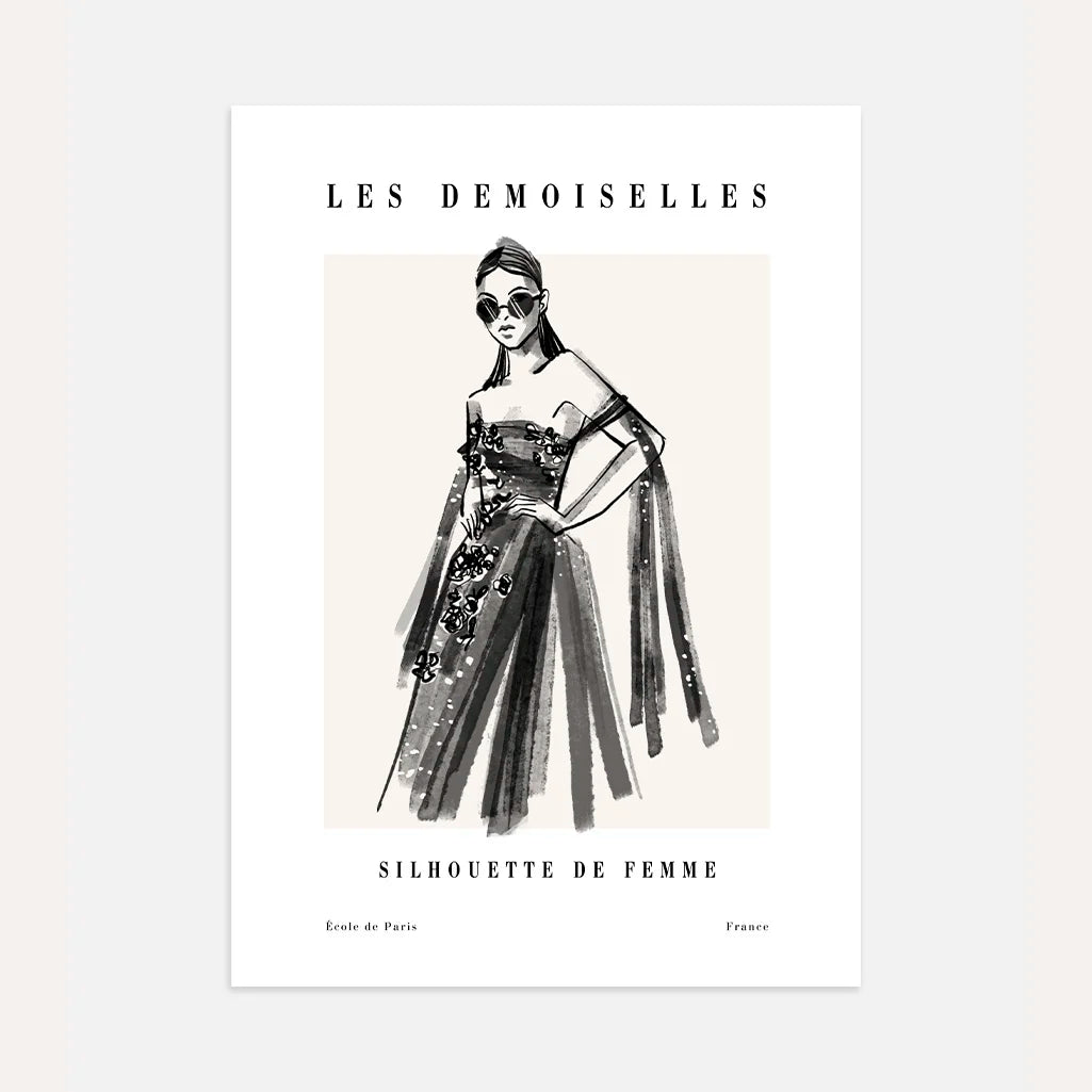 Line Art Parisian Lady Poster