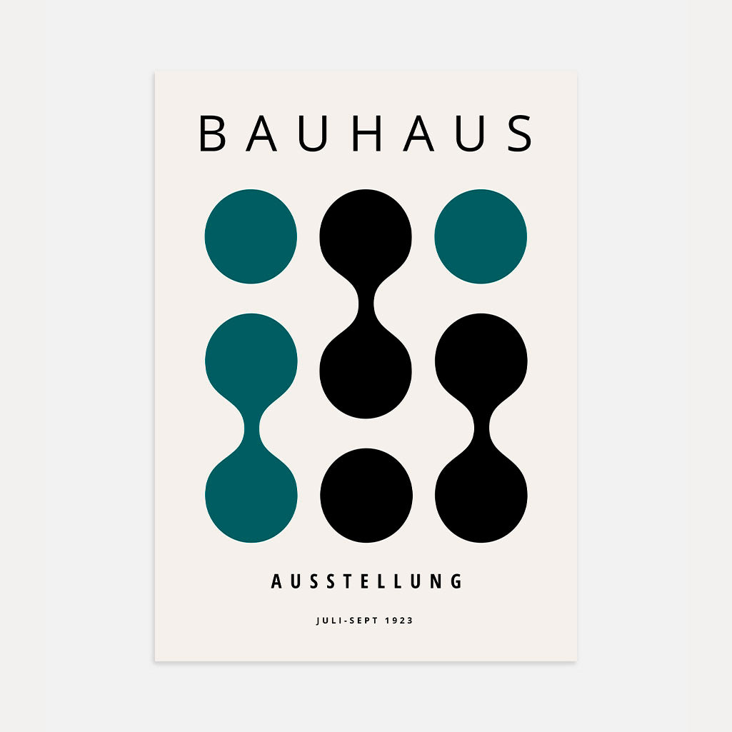 Bauhaus Turquoise & Black Composition Poster