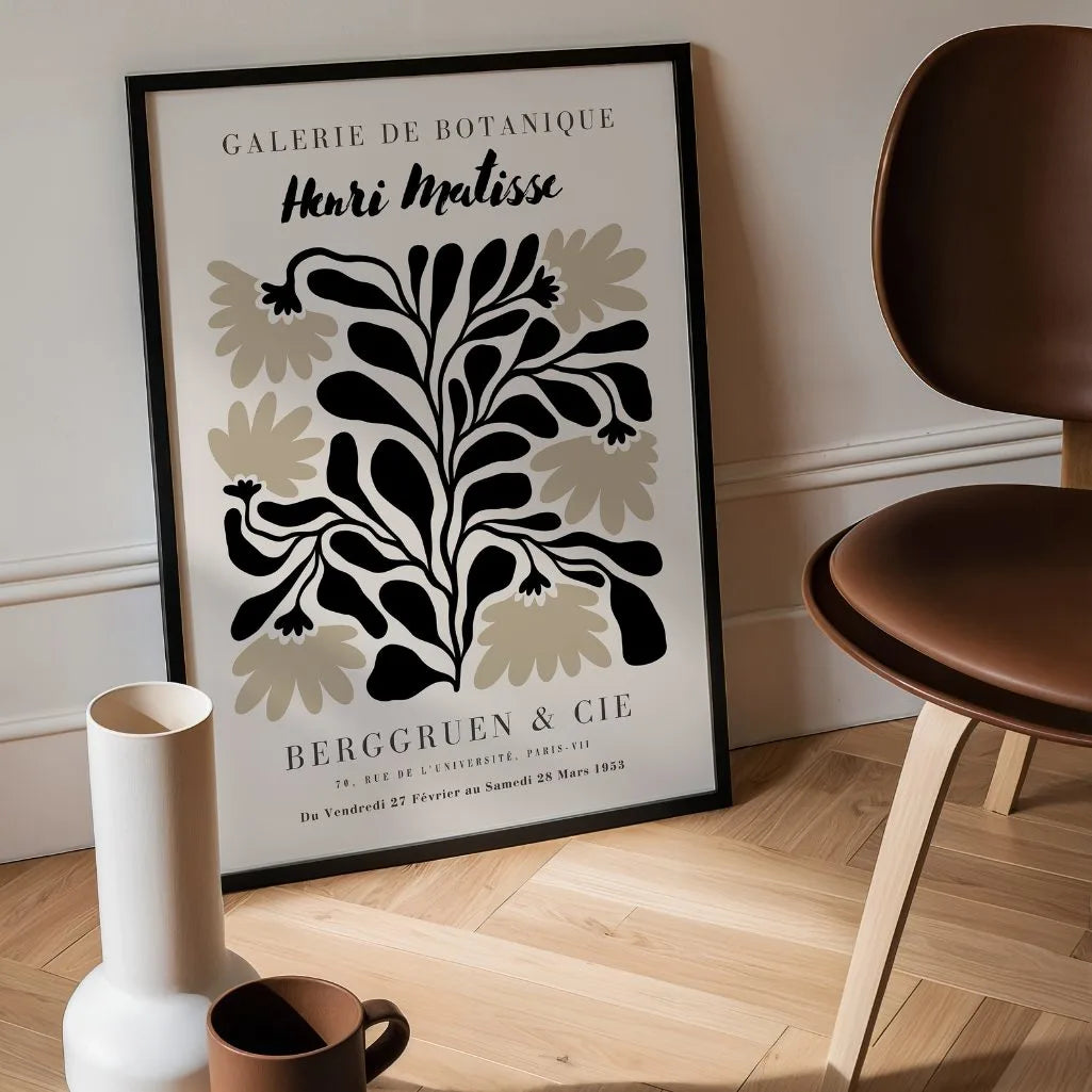 Henri Matisse Black & Beige Floral Cut-Out Poster