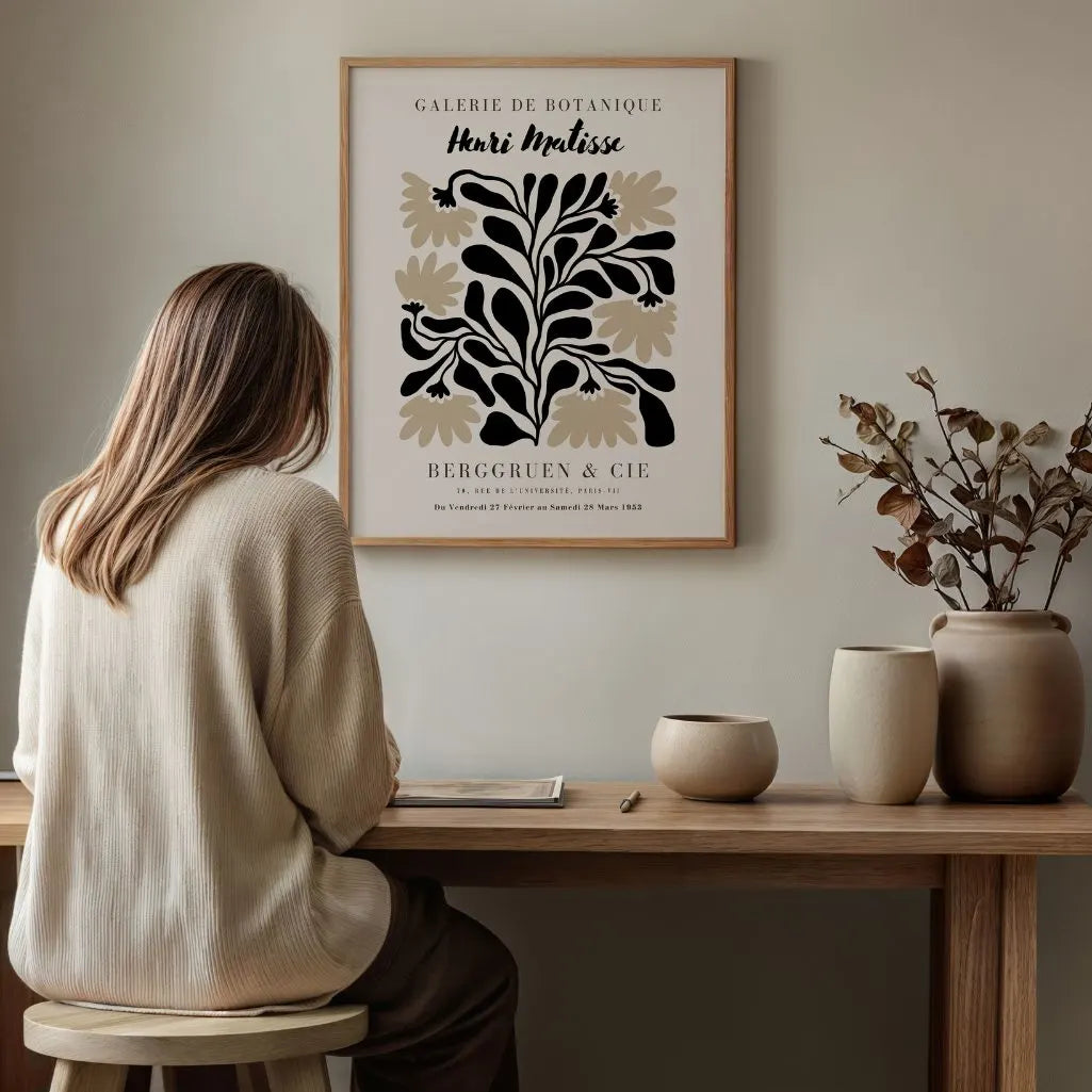 Henri Matisse Black & Beige Floral Cut-Out Poster