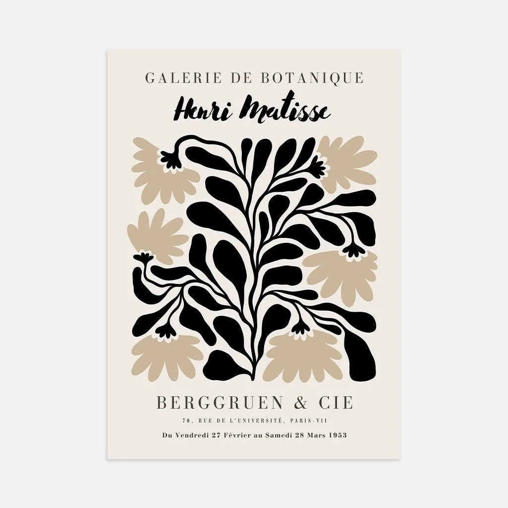 Henri Matisse Black & Beige Floral Cut-Out Poster