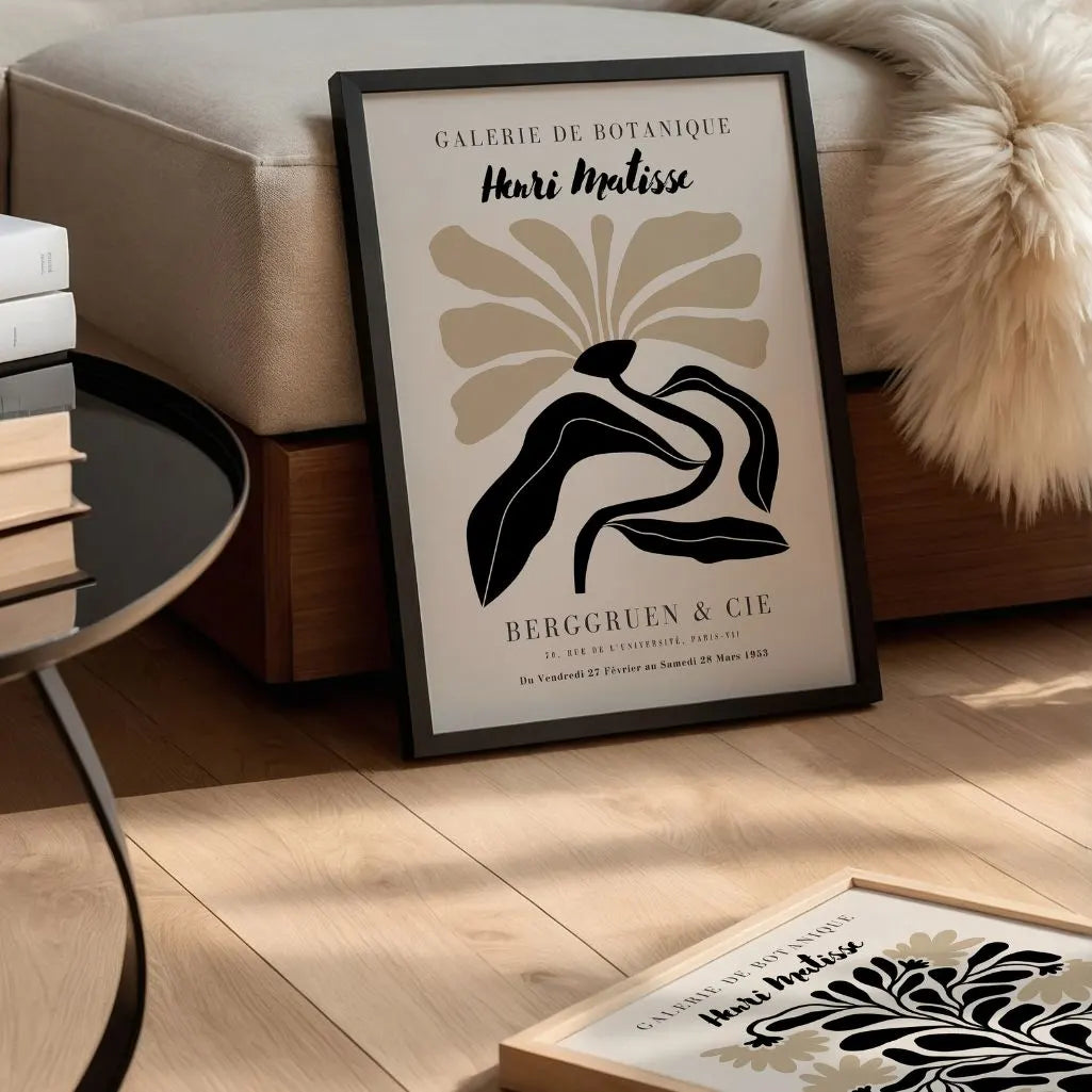 Henri Matisse Black-Beige Flower Poster