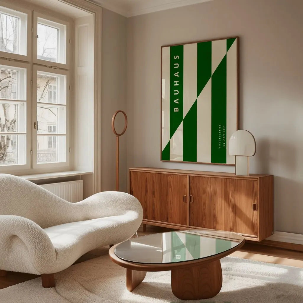 Bauhaus Green Modern Symmetry Poster