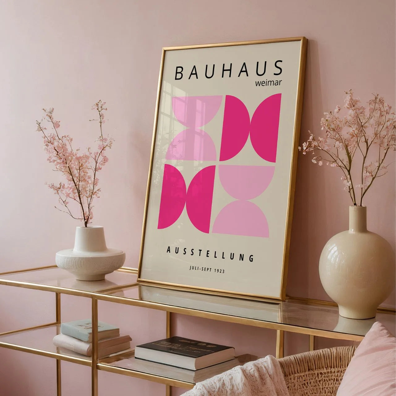 Bauhaus Pink Geometric Abstraction Poster