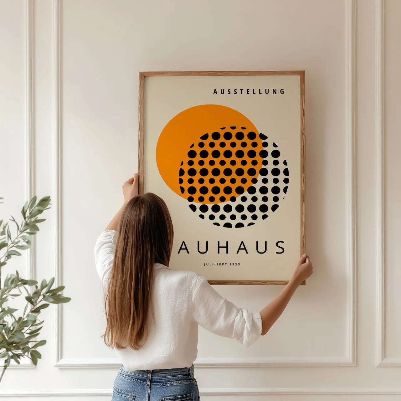 Bauhaus Orange Circle & Dots Poster