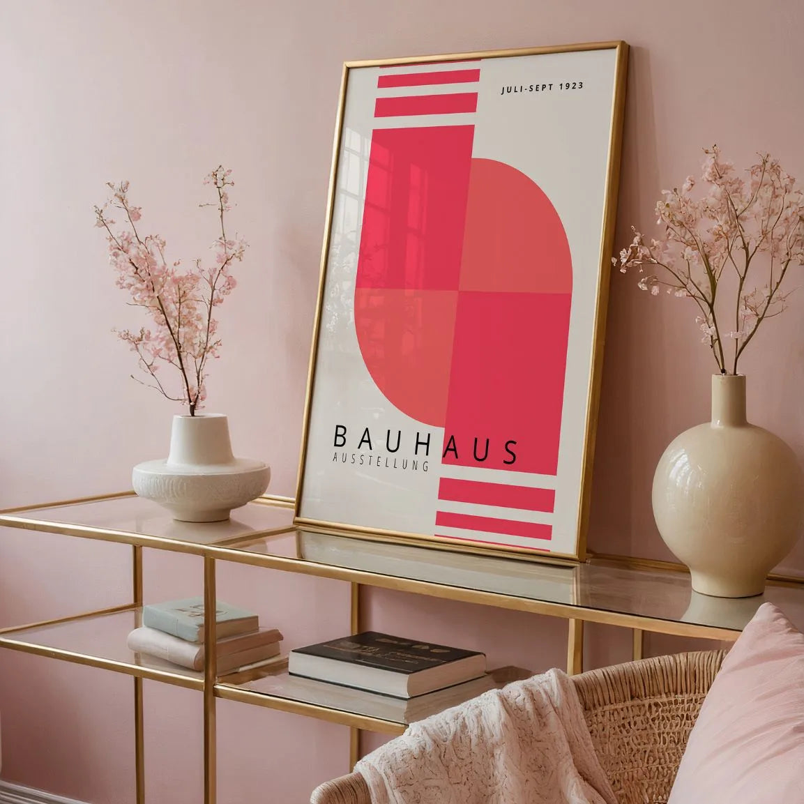 Bauhaus Pink Rhythm of Forms Poster