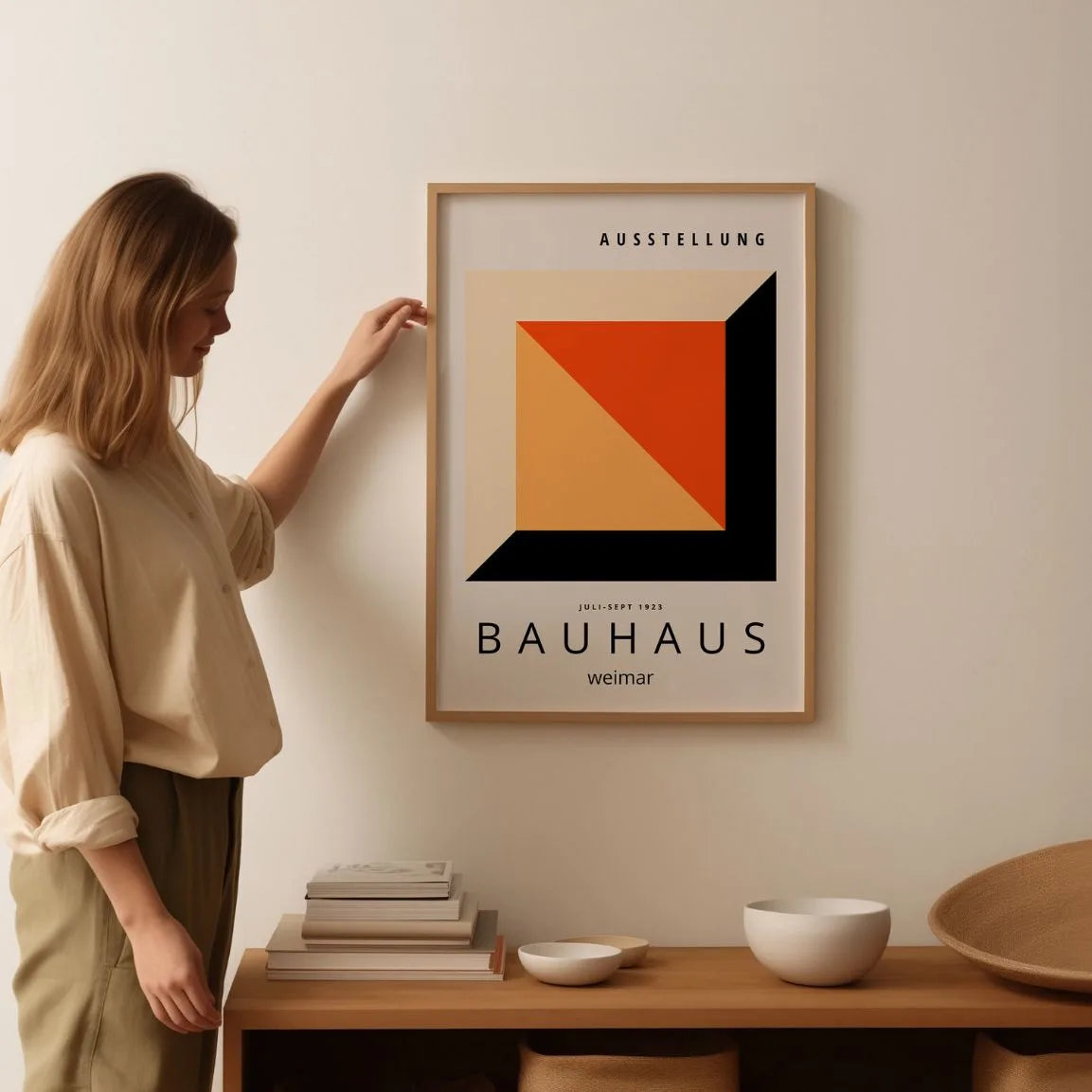 Bauhaus Red-Orange Cube Poster