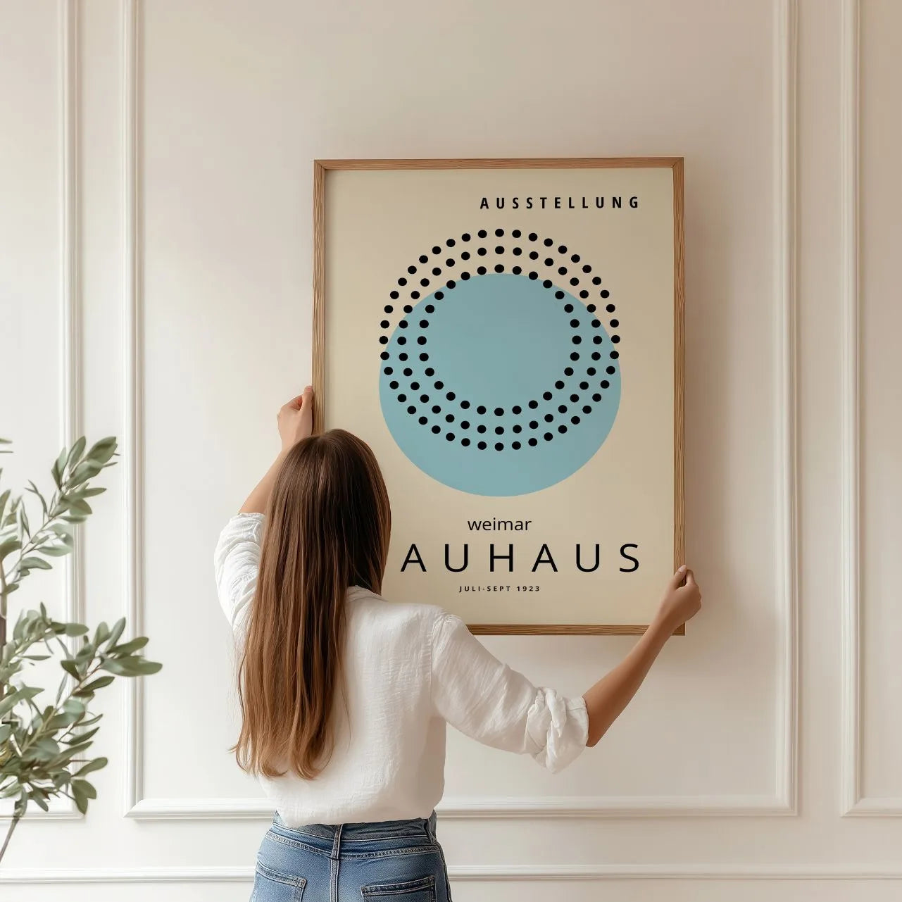 Bauhaus Blue Circle & Dots Poster