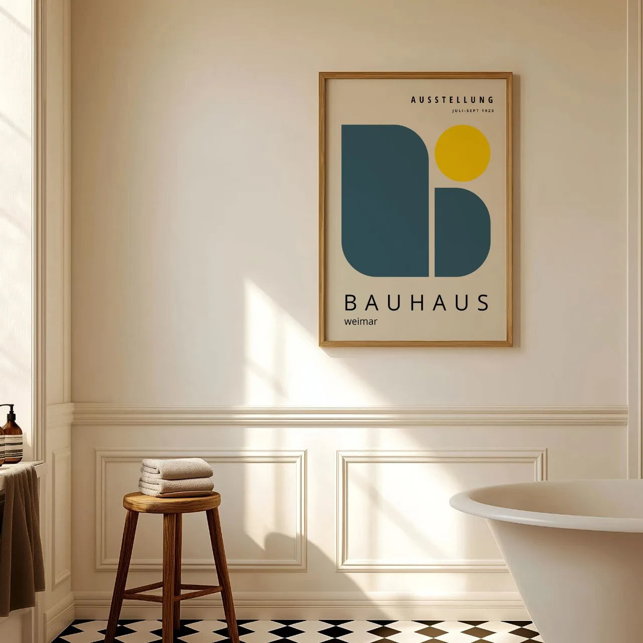 Bauhaus Blue & Yellow Geometry Poster